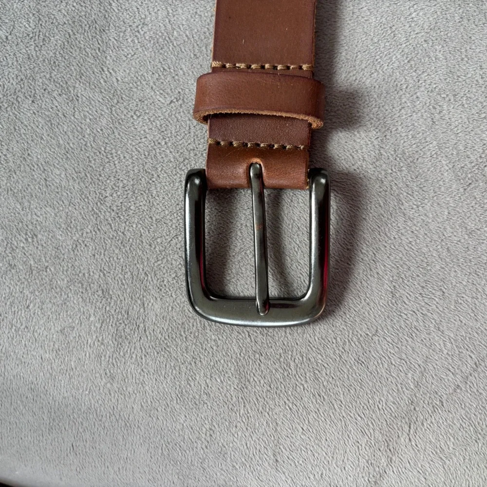 Timberland Boy Brown Genuine Leather Belt Size 22-24 Cognac Gunmetal Buckle